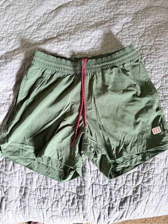 Topo Designs Pants - Topo Designs Olive Green Shorts with Pink Tag